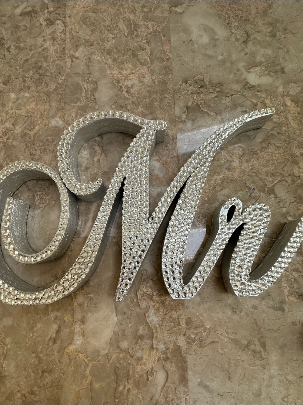 Mr & Mrs Rhinestone Script Wedding Sign - Silver - Picture 7 of 11